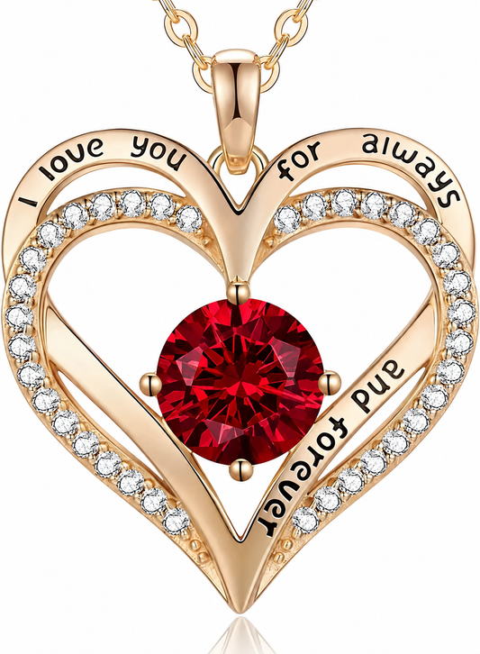 LOUISA SECRET Love Heart Birthstone Necklace | 925 Sterling Silver