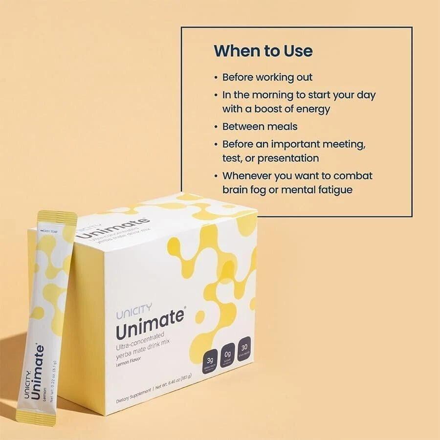 Unicity Unimate Lemon Flavor Packs - 30
