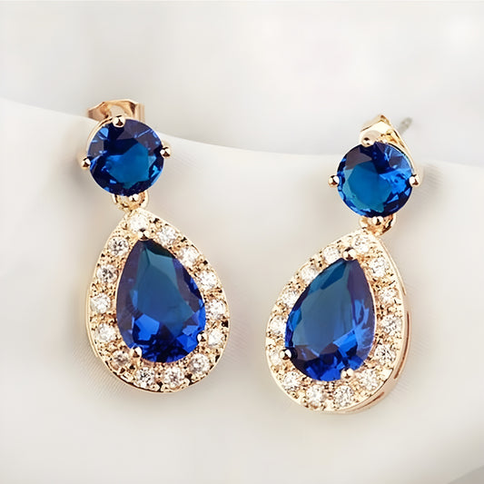 925 Sterling Silver Blue Sapphire Earrings 6,7,8 Size | Engagement Sapphire Stud Earrings